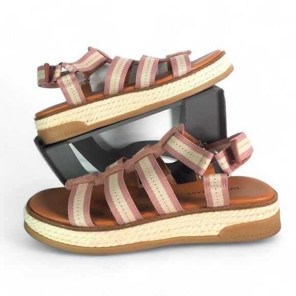 Lucky Brand Emliey Gladiator Strappy Platform Sandals "Antler" Women's 8.5M - Picture 1 of 10